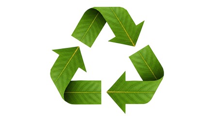 Obraz premium Creative illustration of recycling arrows made of green leaves, isolated on white background