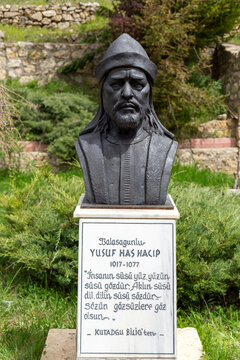 Bust of Yusuf Has Hacib. Also known as Balasagunlu Yusuf, wrote the Kutadgu Bilig political treatise, which is extremely important for Turkish history and culture. Balkusan, Karaman - May 17, 2025.