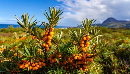 Sea buckthorn berries on a sunny day (1)