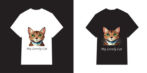 A cute cartoon vector illustration of a funny black cat and dog