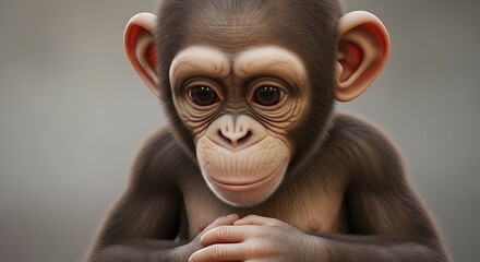 Cute Baby Chimpanzee Portrait.