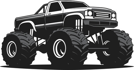 monster truck silhouette on transparent background