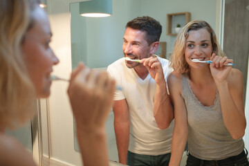 a lovely couple in bathroom