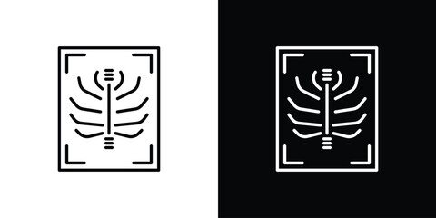 X-ray scan icons. Stroke line art icons