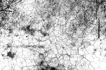 Abstract Cracked Texture, Grungy Monochrome Paint or Plaster Background, Distressed and Fractured Surface