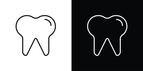 Tooth icons. Stroke line art icons