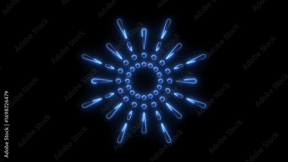Aufkleber glowing blue abstract geometric shape animation on black background visual effects loop
