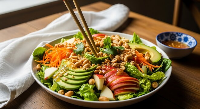 Delicious Asian Salad with Cashews. - Powered by Adobe