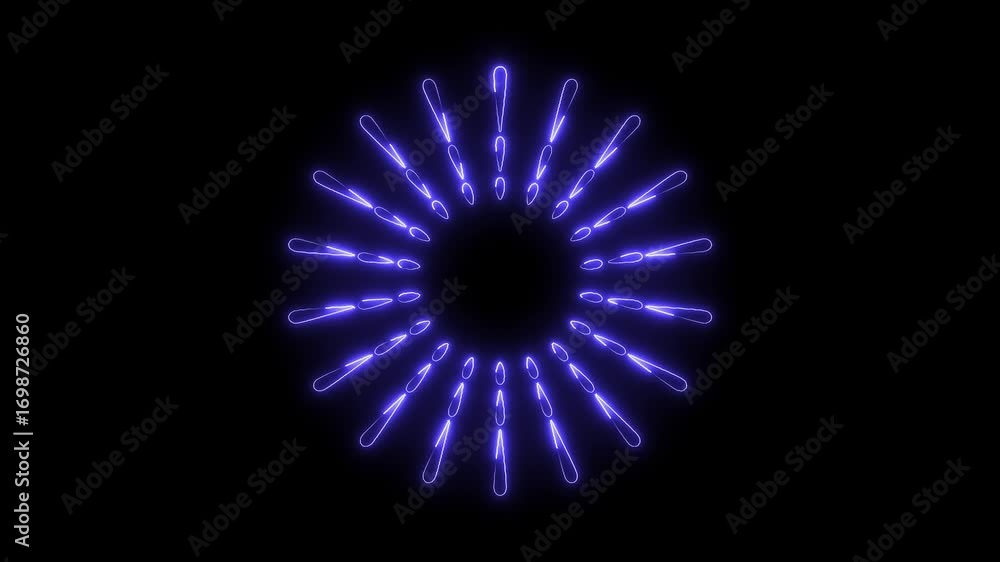 Aufkleber circular neon light rays on dark backdrop abstract design element animation
