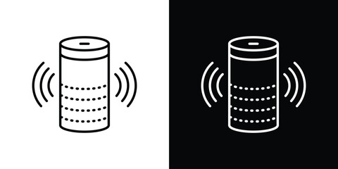 Smart speaker icons. Stroke line art icons