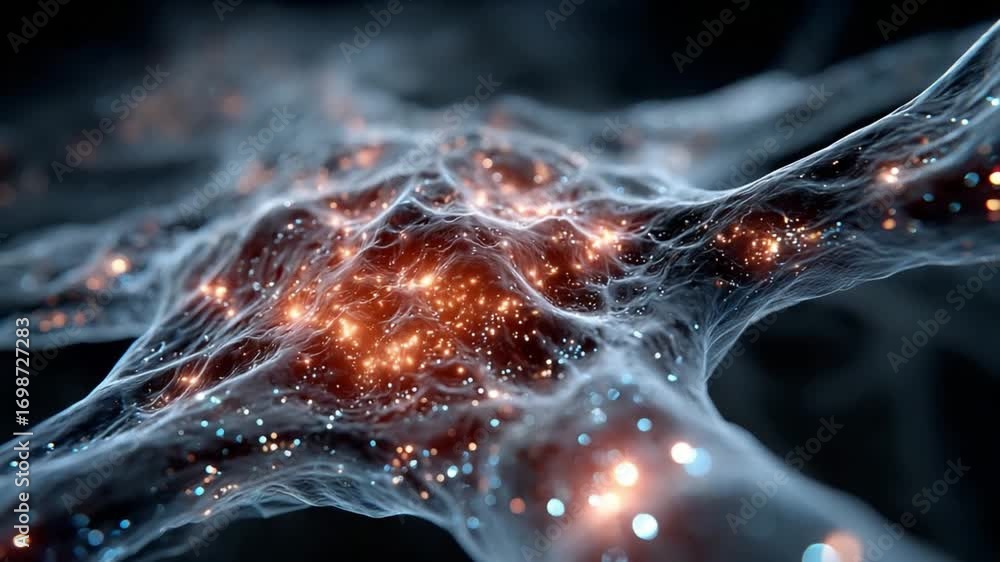 Aufkleber abstract neural network: a captivating macro shot reveals an intricate, glowing neural network.