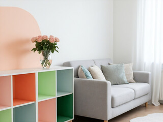modern interior with flowers