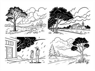 Obraz premium coloring page line art the before storm black vector bundle