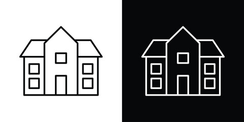Real estate icons. Stroke line art icons