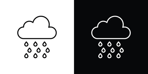 Rain icons. Stroke line art icons