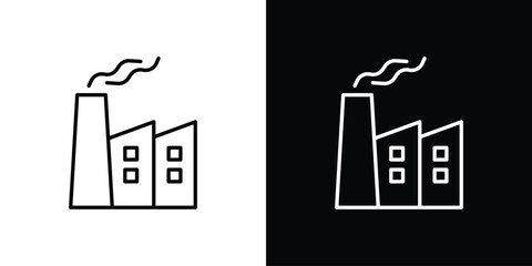 Pollution icons. Stroke line art icons