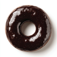 Delicious Chocolate Donut with Sprinkles on White Background Sweet Treat Bakery Food Concept