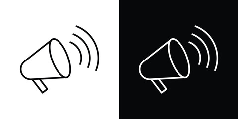 Megaphone icons. Stroke line art icons