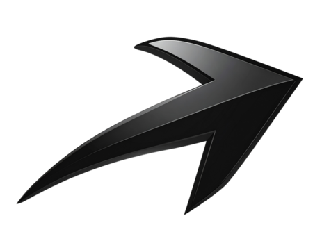 Curved Black Arrow Pointer with Smooth Stroke and Tapered End - Powered by Adobe