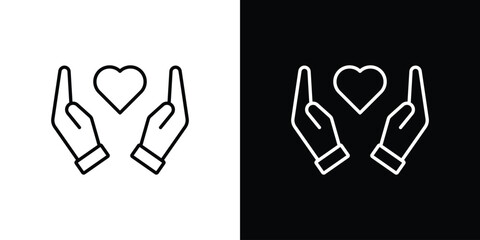 Life insurance icons. Stroke line art icons