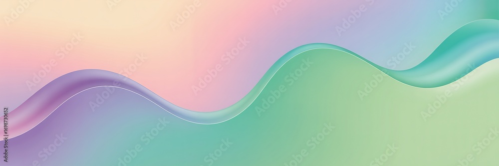 Poster abstract flowing wave shape with iridescent pastel colors, a vibrant and modern background design el