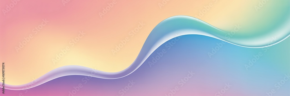 Aufkleber soft pastel gradient wave with smooth curves and flowing motion in abstract background