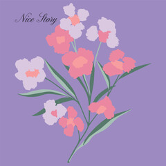 Love. Vector hand drawn calligraphy phrase with flowers. Template for greeting card for