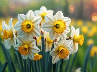 Stunning Close-Up of Daffodils in a Field