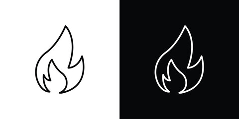 Fire icons. Stroke line art icons