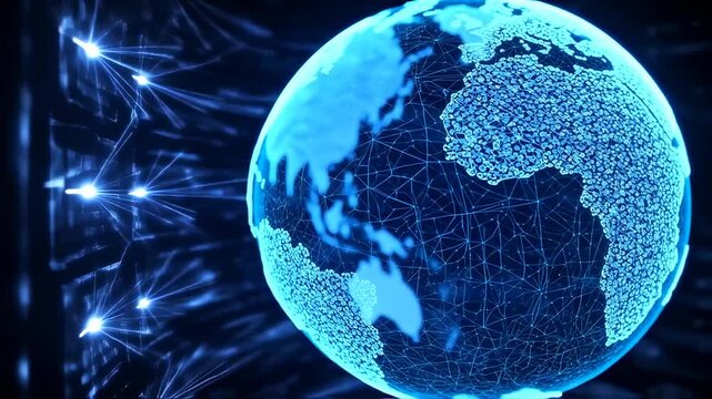 Global network, glowing sphere