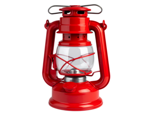  Foldable Red Emergency Lantern Lying Flat with Handle Folded Over Top