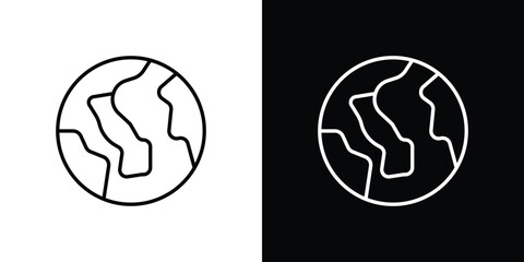 Earth icons. Stroke line art icons