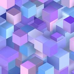 Obraz premium Geometric Symphony: A mesmerizing dance of geometric shapes, rendered in cool pastel hues, forms an abstract composition of depth and dimension, evoking a sense of modern elegance, Background.