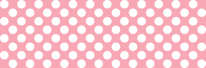 Large white polka dots seamless pattern on pink background © ausra