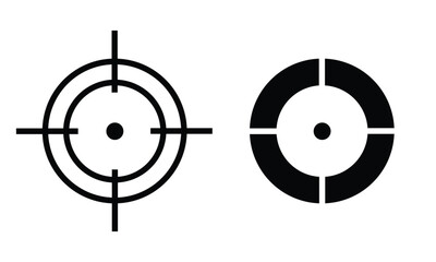 Target aim icon set vector. Sniper focus crosshair, bullseye, shooting mark, aim pointer, goal symbol collection. © Sunil