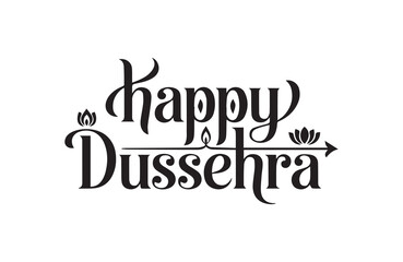 Happy Dussehra lettering design for festive wishes