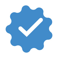Blue Verified Badge Icon with Check Mark – Approval and Certification Symbol Vector