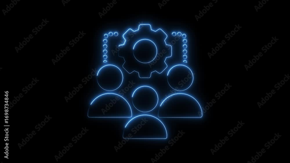 Aufkleber glowing neon teamwork concept shows collaboration,progress,and solution finding with connected techn