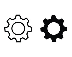 Minimalist Gear Icon Vector | Black and White Cogwheel Symbol for Settings and Engineering