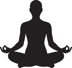 Silhouette of a person meditating in a lotus position Keywords: meditation, silhouette, yoga, person, lotus position, zen, peace, calm, relaxation, spiritual, wellness, health, balance
