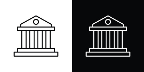 Bank icons. Stroke line art icons