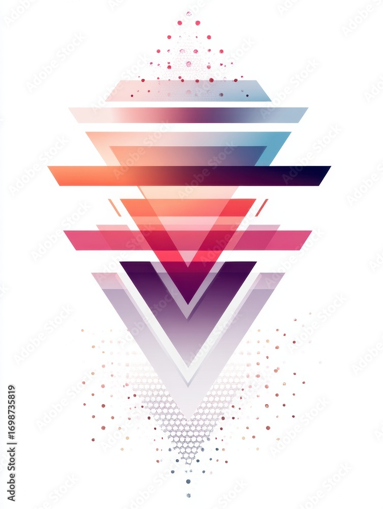 Poster colorful abstract design featuring layered triangles in a modern style with a gradient effect and dy