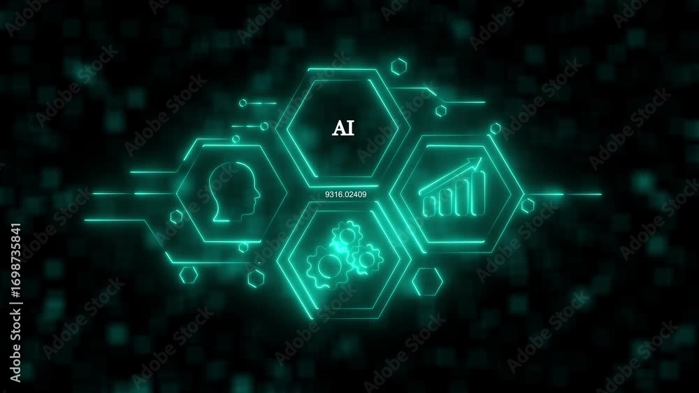 Poster ai advanced microprocessor connecting with a motherboard and activates entire system. ai letters on 