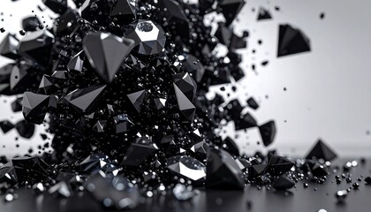 Abstract explosion of dark geometric shapes