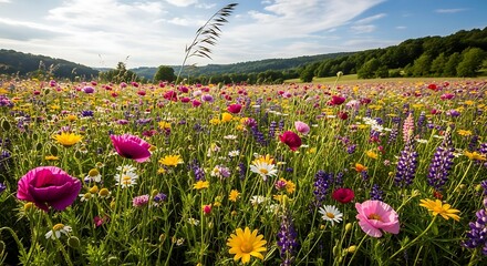 field of pink tulips