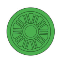 Green circular abstract wheel pattern design isolated on white background. eco friendly button.