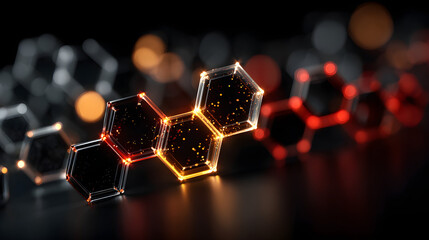 Glowing Neon Hexagonal Network Abstract Background