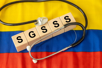 Abbreviation SGSSS. Spanish for "Sistema General de Seguridad Social en Salud" (Subject: Public Healthcare System in Colombia). Concept of the health of Colombian citizens, Medical care.