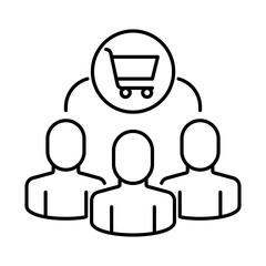 Consumers Icon for identifying, engaging, and analyzing customer behavior to improve sales and customer experiences.