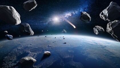 asteroid field in deep space